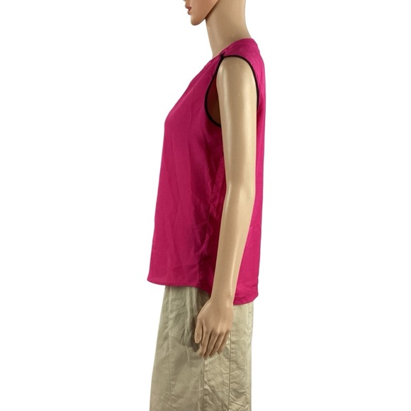 Calvin Klein Sleeveless Split Neck Blouse Fuchsia Pink Small - Picture 4 of 7